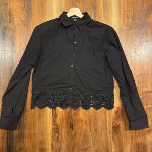 Lea & Viola black crop button down shirt
